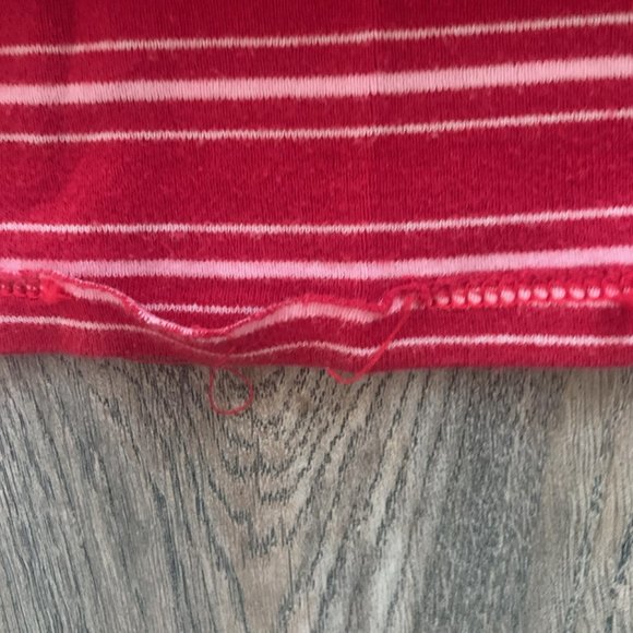 VICTORIA'S SECRET LONG SLEEVE RED/WHITE STRIPE V-NECK T-SHIRT NIGHTGOWN SMALL - Picture 6 of 6